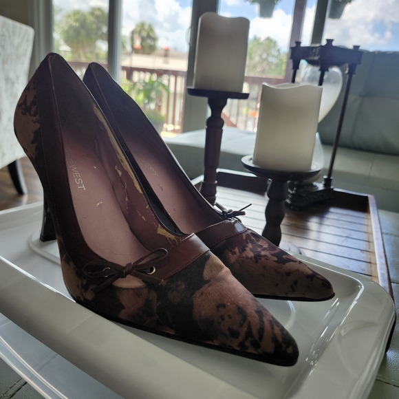 Nine West Shoes - Nine West Women's Floral Heels - Burgundy Brown Floral